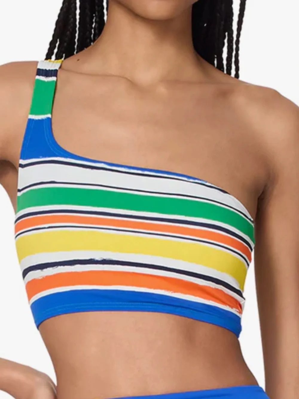 Kate Spade New York Ocean Stripe  One-Shoulder Bikini Top Strap  Sz S NWT $108